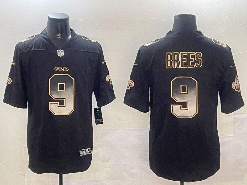 Men New Orleans Saints #9 Brees Black Nike Smoke Fashion 2024 Limited NFL Jersey style 1->new orleans saints->NFL Jersey